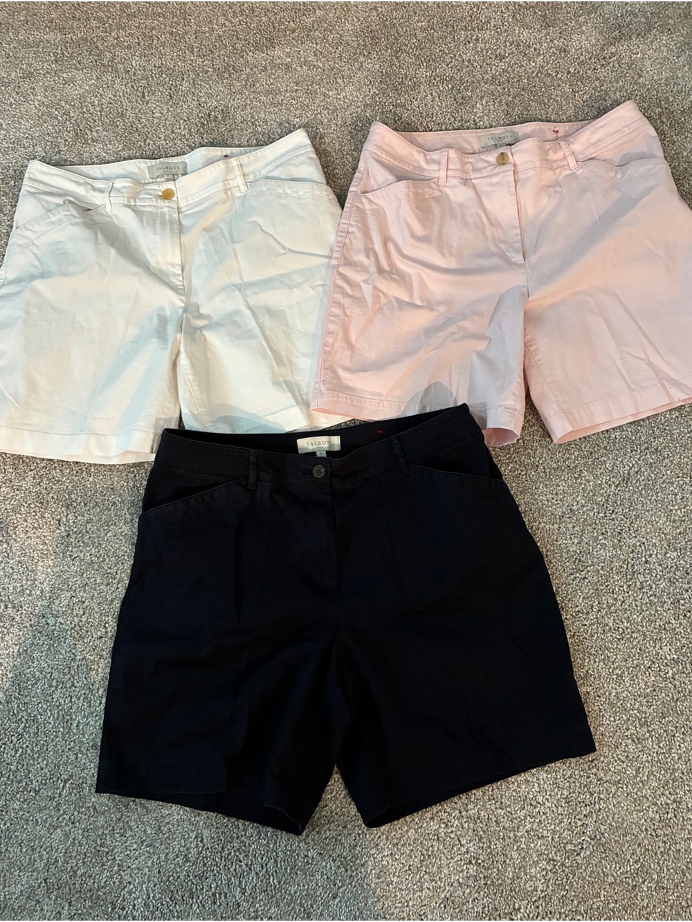 Talbots Stretch Shorts -  Lot of 3 Navy, White & Light Pink